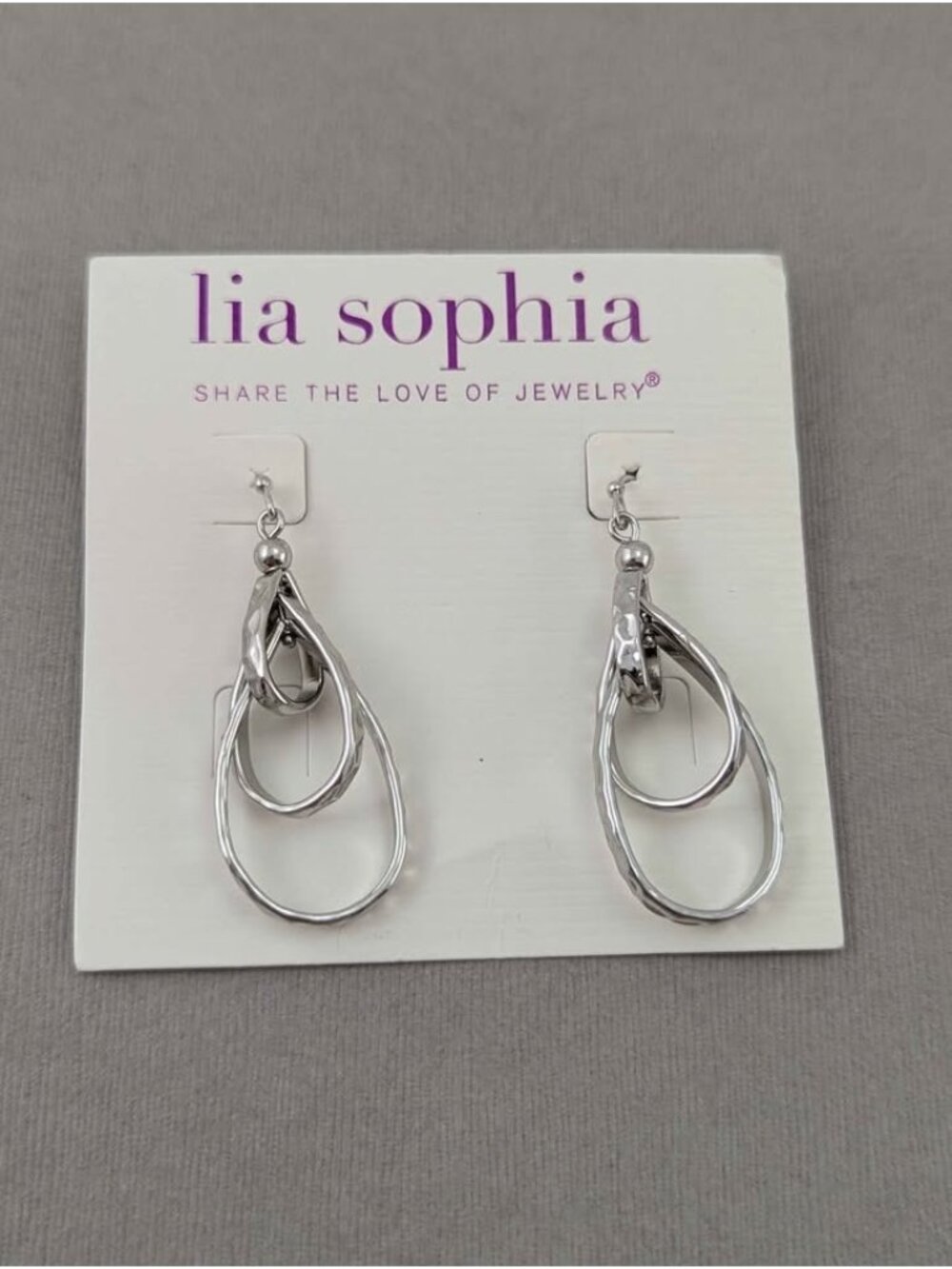 Lia Sophia "Revolution / Free Flyer" Silver Tiered Dangle Drop Earrings